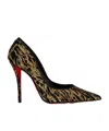 Christian Louboutin Miss Z Ocelot 100 Lurex And Leather-trimmed Sequined Satin Pumps In Black