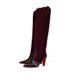 Christian Louboutin Santia Botta 85 Suede Knee-high Boots In Burgundy