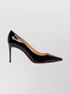 Christian Louboutin Pointed Toe Patent Finish Pumps In Black