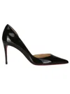 Christian Louboutin Pointed-toe Patent Leather Pumps With Signature Red Sole In Black