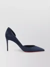 Christian Louboutin Pointed Toe Suede Finish Pumps In Blue