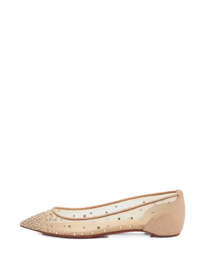 Pre-owned Christian Louboutin Pointed-toe Ballet Flats In Neutral