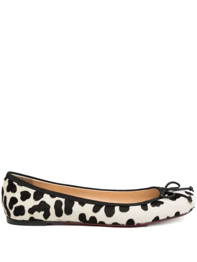 Pre-owned Christian Louboutin Pony-hair Cow Print Ballet Flats