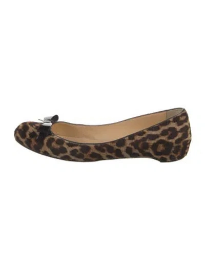 Pre-owned Christian Louboutin Ponyhair Animal Print Ballet Flats In Brown