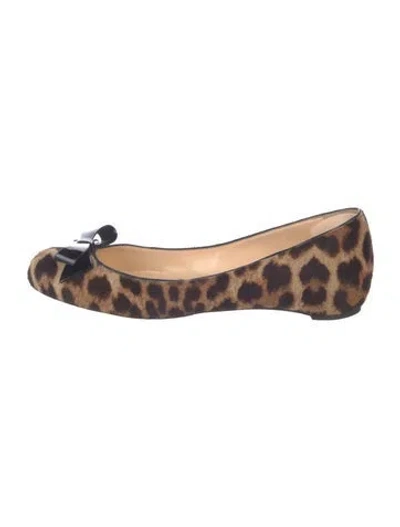 Pre-owned Christian Louboutin Ponyhair Animal Print Ballet Flats In Brown