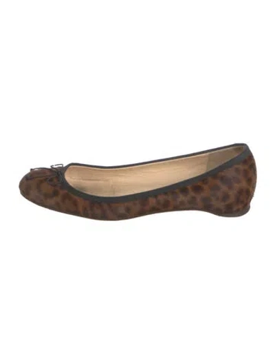 Pre-owned Christian Louboutin Ponyhair Animal Print Ballet Flats In Brown