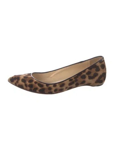 Pre-owned Christian Louboutin Ponyhair Animal Print Ballet Flats In Brown