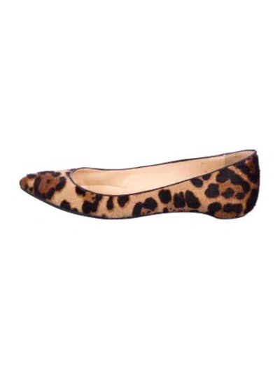 Pre-owned Christian Louboutin Ponyhair Animal Print Ballet Flats In Neutral