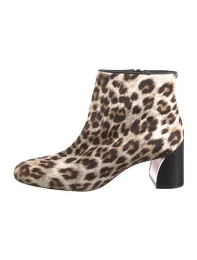 Pre-owned Christian Louboutin Ponyhair Animal Print Boots In Brown