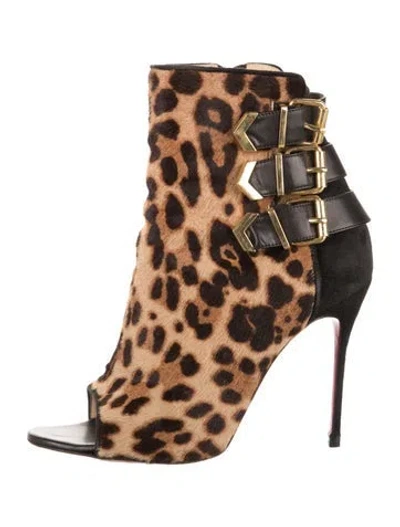 Pre-owned Christian Louboutin Ponyhair Animal Print Boots In Neutral