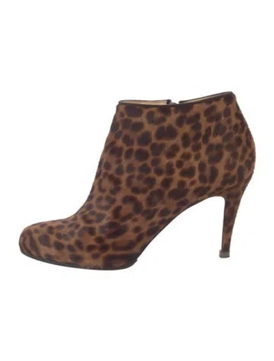 Pre-owned Christian Louboutin Ponyhair Animal Print Boots In Neutral