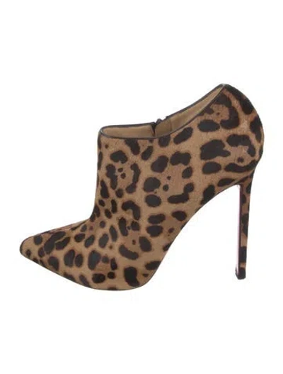Pre-owned Christian Louboutin Ponyhair Animal Print Boots In Neutrals