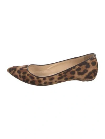 Pre-owned Christian Louboutin Ponyhair Animal Print Flats In Neutral