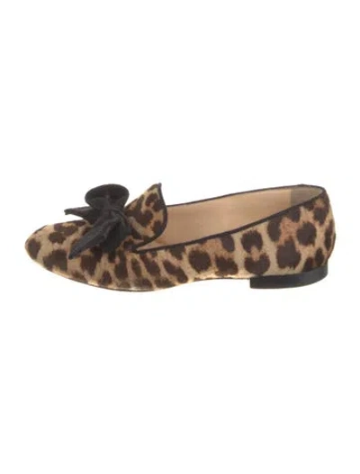Pre-owned Christian Louboutin Ponyhair Animal Print Loafers In Neutral