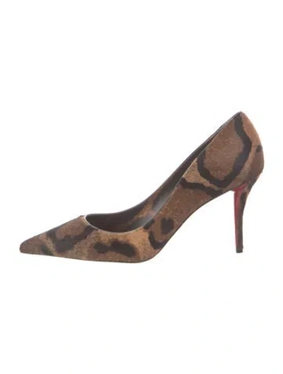 Pre-owned Christian Louboutin Ponyhair Animal Print Pumps In Brown