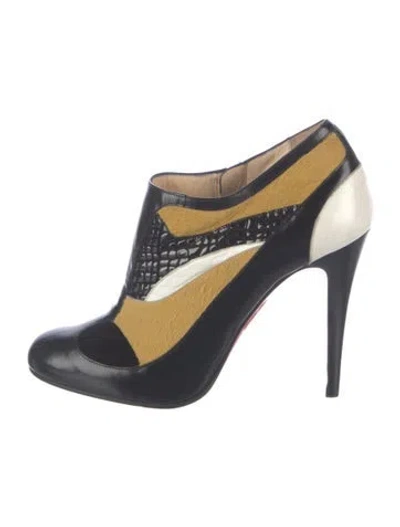 Pre-owned Christian Louboutin Ponyhair Colorblock Pattern T-strap Pumps In Black
