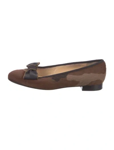 Pre-owned Christian Louboutin Ponyhair Loafers In Brown
