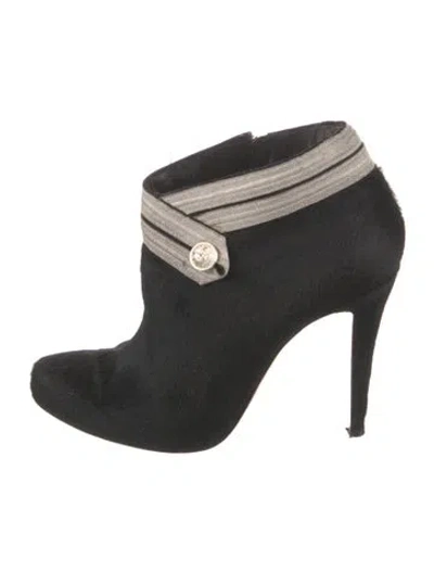 Pre-owned Christian Louboutin Ponyhair Striped Pumps In Black