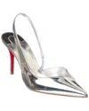 Christian Louboutin Stiletto Heel Pointed Toe Leather Pumps In Silver
