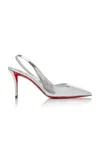 Christian Louboutin Stiletto Heel Pointed Toe Leather Pumps In Silver