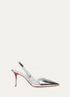 Christian Louboutin Stiletto Heel Pointed Toe Leather Pumps In Silver
