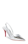 Christian Louboutin Stiletto Heel Pointed Toe Leather Pumps In Silver
