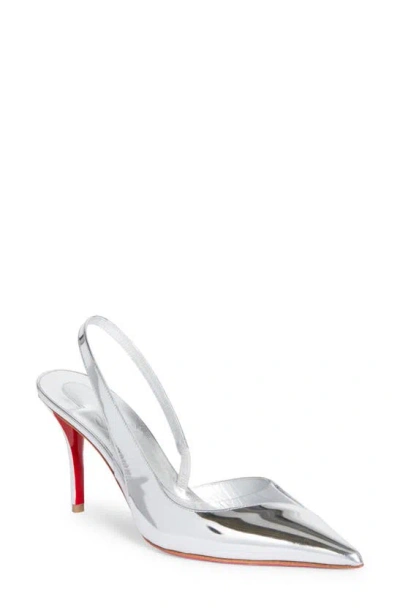 Christian Louboutin Posticha Pointed Toe Slingback Pump In Silver