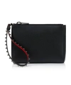 Christian Louboutin Embellished Clutch With Textured Finish And Wrist Strap In Black
