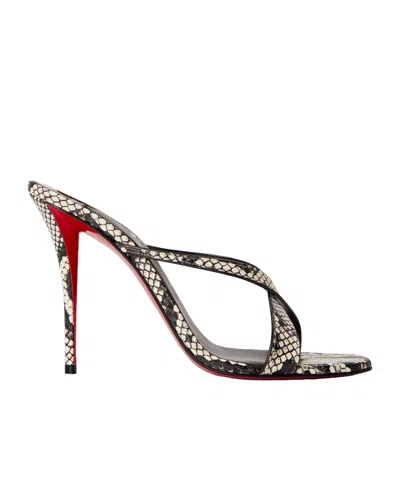 Christian Louboutin Print Slide Mule Stilettos In Black