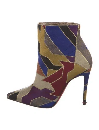Pre-owned Christian Louboutin Printed Boots In Purple