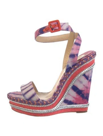 Pre-owned Christian Louboutin Printed Braided Accents Espadrilles