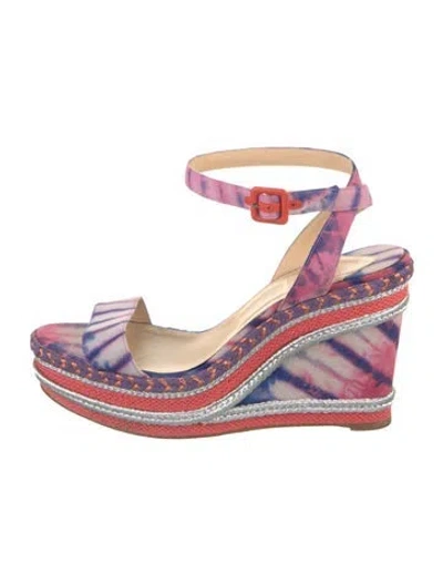 Pre-owned Christian Louboutin Printed Braided Accents Espadrilles In Purple