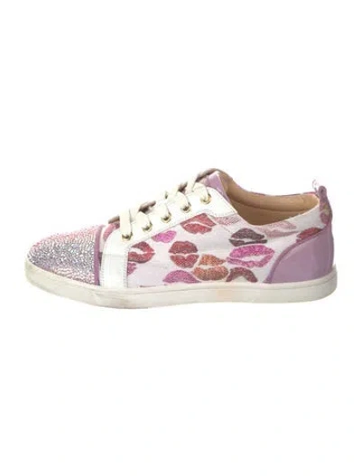Pre-owned Christian Louboutin Printed Crystal Embellishments Sneakers In Multi