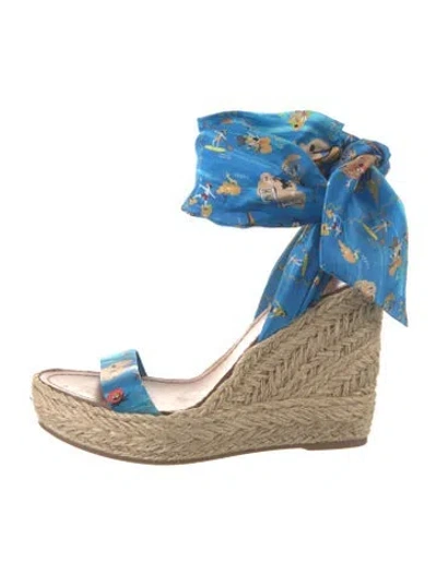 Pre-owned Christian Louboutin Printed Espadrilles In Blue