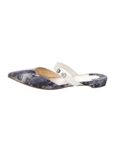 Pre-owned Christian Louboutin Printed Mules In Blue