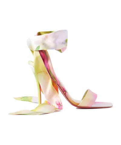 Christian Louboutin Miss Z 100 Printed Satin Sandals In Multi