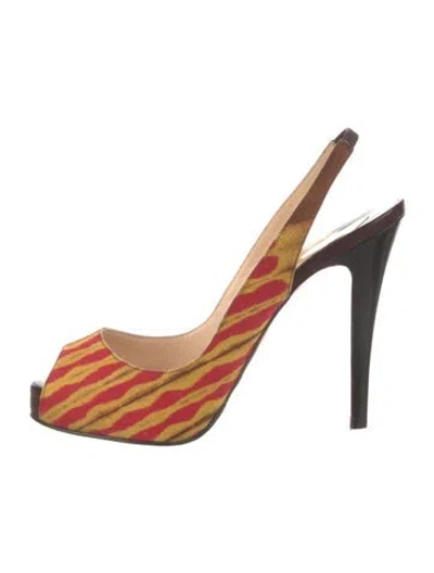 Pre-owned Christian Louboutin Printed Slingback Pumps In Red