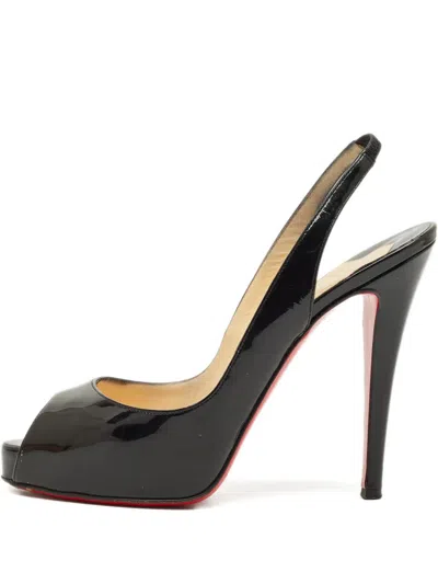 Pre-owned Christian Louboutin Private Number Peep-toe Pumps In Black