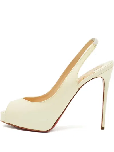 Pre-owned Christian Louboutin Private Number Peep-toe Pumps In Neutral