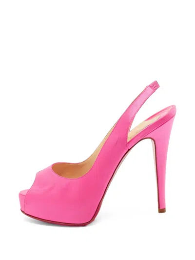 Pre-owned Christian Louboutin Private Number Peep-toe Pumps In Pink