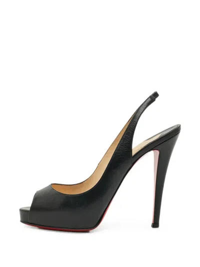 Pre-owned Christian Louboutin Private Number Peep-toe Sandals In Black