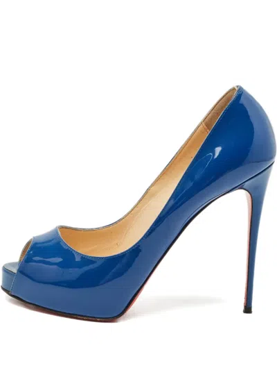 Pre-owned Christian Louboutin Prive Peep-toe Pumps In Blue