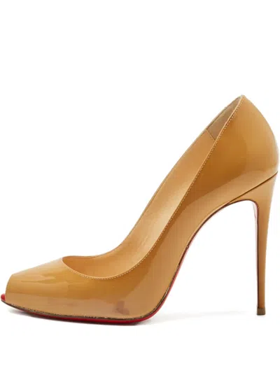 Pre-owned Christian Louboutin Prive Peep-toe Pumps In Neutral