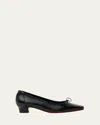 Christian Louboutin Promessina Croc-embossed Leather Red Sole Ballerina Pumps In Black