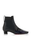Christian Louboutin Promidavol Croc-embossed Leather Red Sole Ankle Booties In Black
