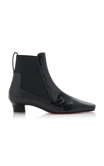 Christian Louboutin Promidavol 35mm Croc-effect Leather Chelsea Boots In Black