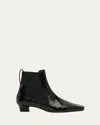 Christian Louboutin Promidavol Croc-embossed Leather Red Sole Ankle Booties In Black