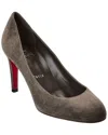 Christian Louboutin Pumppie 85 Suede Pump In Gray