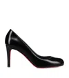 Christian Louboutin Pumppie Abrasivato Red Sole Calfskin Leather Pumps In Black