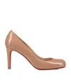 Christian Louboutin 85mm Pumppie Patent Leather Pumps In Nude